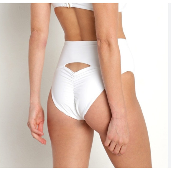 L*Space Luka Bikini Bottom Classic White Size XS Cutout High Rise - Picture 2 of 5